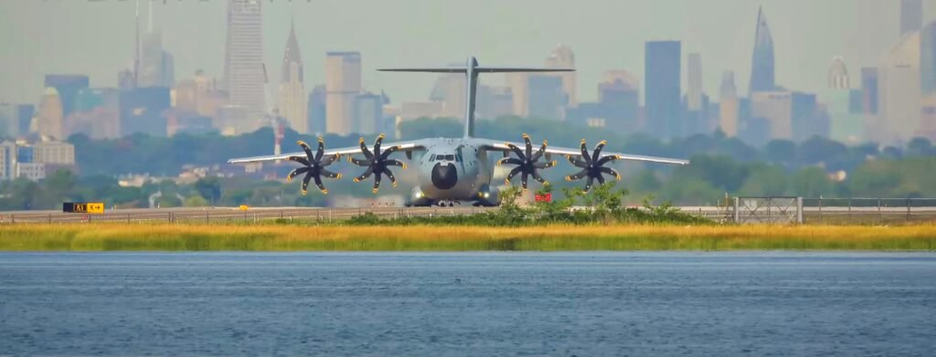 a large air plane on a run way